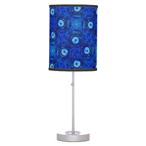 Cool modern digital art of blue evil eye pattern table lamp