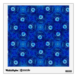 Cool, modern digital art of blue evil eye pattern wall decal