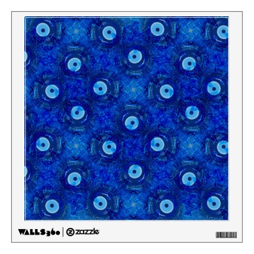Cool modern digital art of blue evil eye pattern wall decal