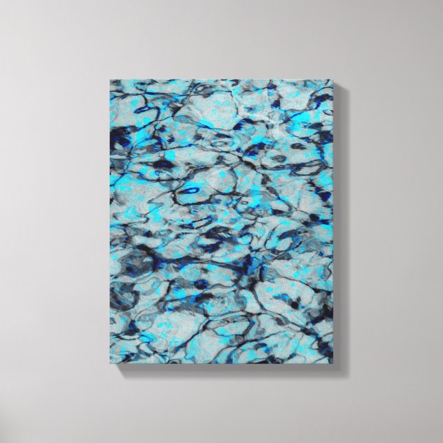 Cool, modern digital art of blue watercolor canvas print (Front)