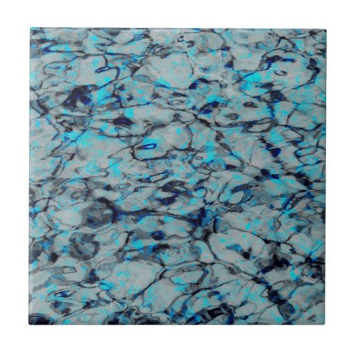 Cool modern digital art of blue watercolor ceramic tile