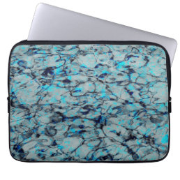 Cool, modern digital art of blue watercolor laptop sleeve
