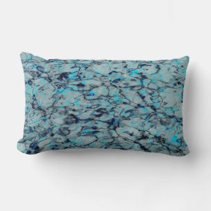 Cool, modern digital art of blue watercolor lumbar pillow