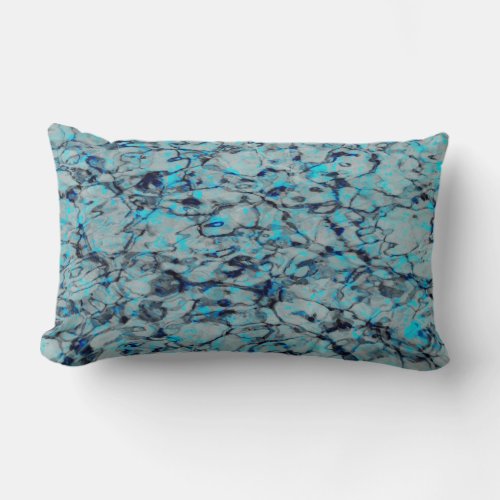 Cool modern digital art of blue watercolor lumbar pillow