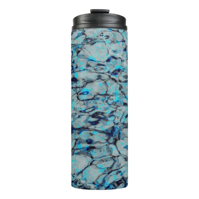 Cool, modern digital art of blue watercolor thermal tumbler (Front)