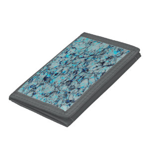 Cool, modern digital art of blue watercolor tri-fold wallet