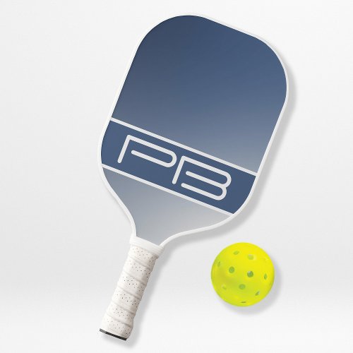 Cool Modern Double Initials Gradient Blue Sports Pickleball Paddle