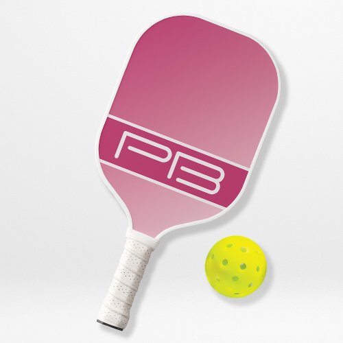 Cool Modern Double Initials Gradient Girly Pink Pickleball Paddle