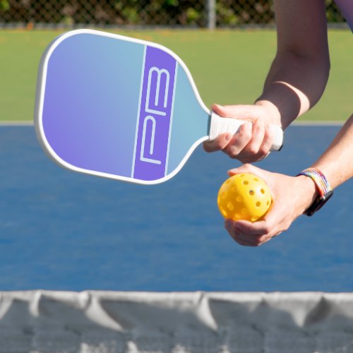 Cool Modern Double Initials Gradient Purple Blue   Pickleball Paddle