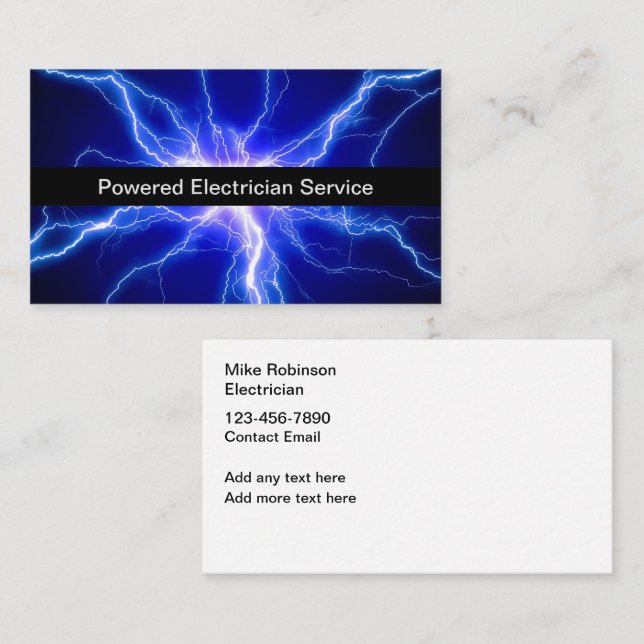Cool Modern Electrician Business Cards (Front/Back)