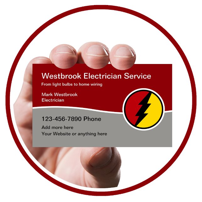 Cool Modern Electrician Service Business Card (Creator Uploaded)