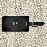Cool Modern Elegant Black Linen Monogram Address Luggage Tag<br><div class="desc">This modern elegant monogram luggage tag features your initials on dark grey printed linen in a classic cool typography design. On the back is space for your address.</div>