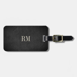 Cool Modern Elegant Black Monogram Address Luggage Tag