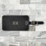 Cool Modern Elegant Black Monogram Address Luggage Tag<br><div class="desc">This modern elegant monogram luggage tag features your initials on dark black printed leather in a classic cool typography design. On the back is space for your address.</div>