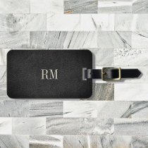Cool Modern Elegant Black Monogram Address Luggage Tag
