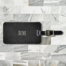 Cool Modern Elegant Black Monogram Address Luggage Tag