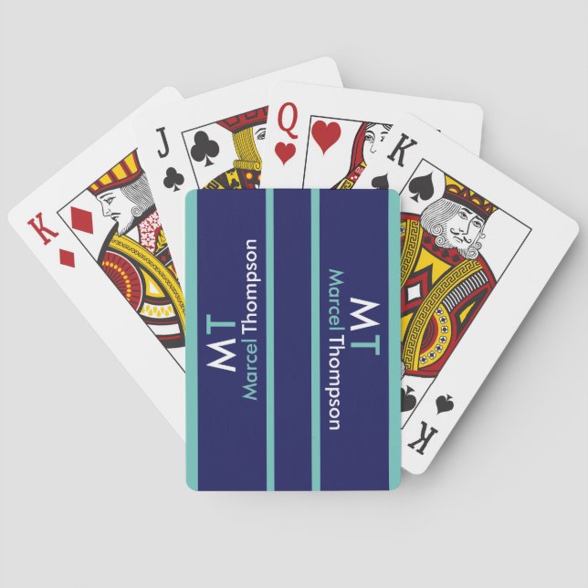 Cool Modern Elegant Blue Poker Cards (Back)
