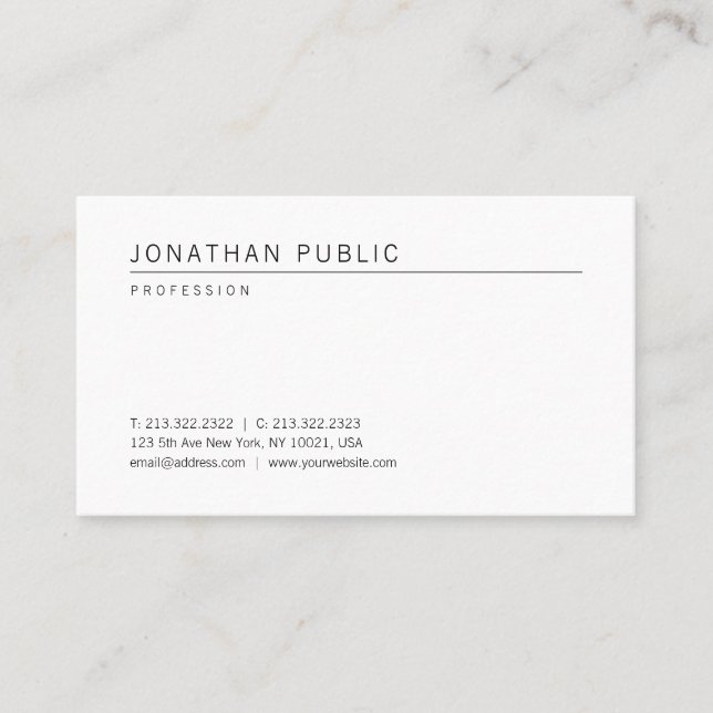 Cool Modern Elegant Professional Template Minimal Business Card (Front)