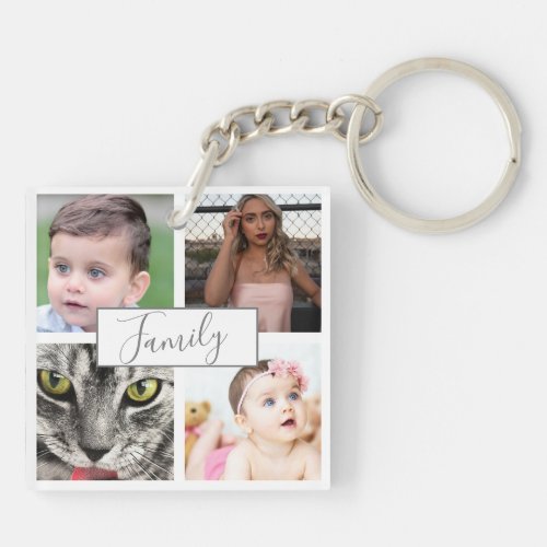 Cool Modern Family Photo Collage Keychain