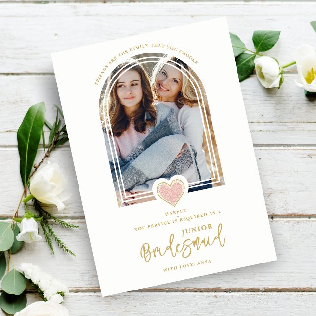 Cool Modern Fancy Jr Bridesmaid Pink Lace Heart Invitation (Creator Uploaded)