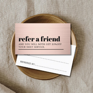Cool Modern Faux Rose Gold Bold Beauty Salon Referral Card