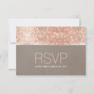 Cool Modern Faux Rose Gold Sequins RSVP Card