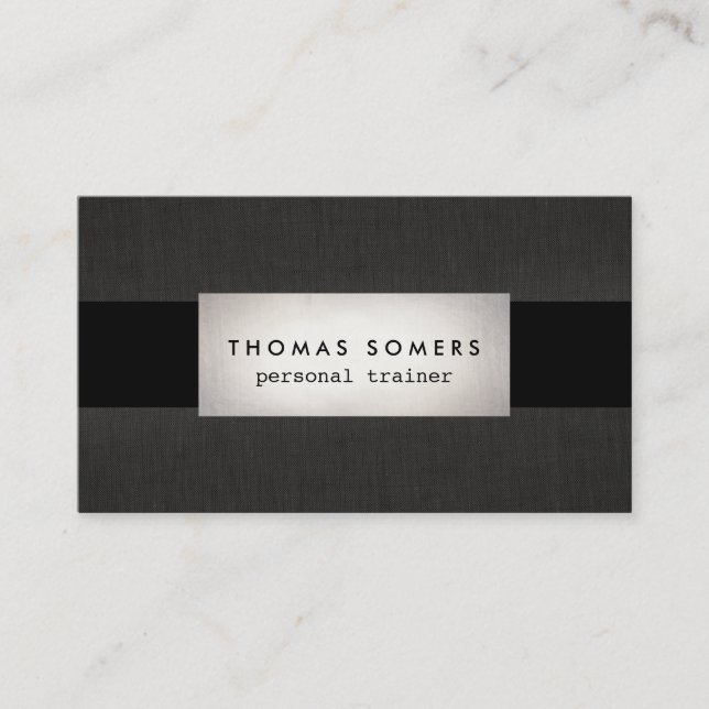 Cool Modern Faux Silver Personal Trainer Business Card (Front)