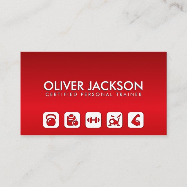 Cool modern fitness trainer - personal coach business card (Front)