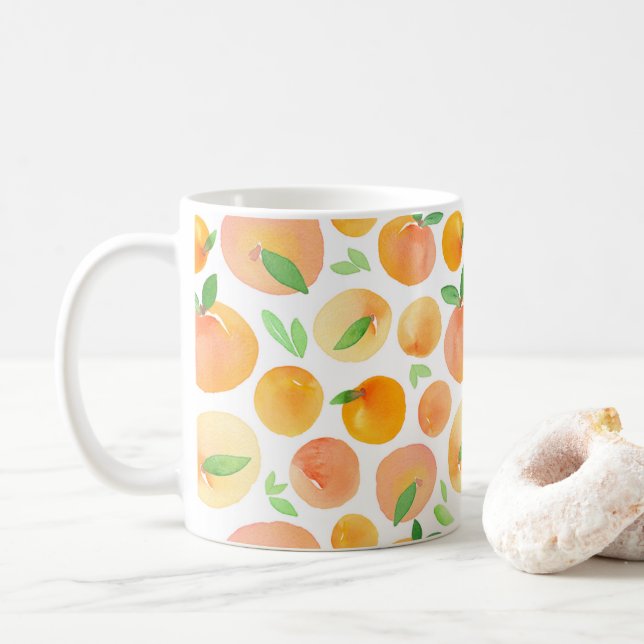 Cool modern fruit peach orange mug (With Donut)