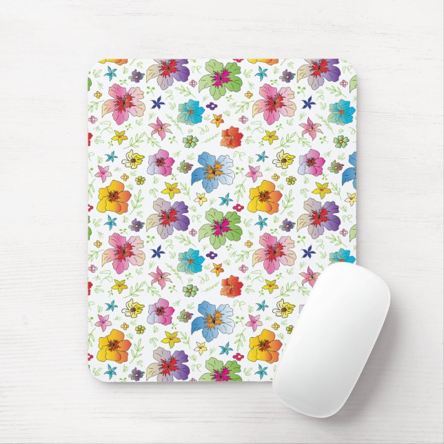 Cool Modern Fun Flower Pattern Mouse Pad (With Mouse)