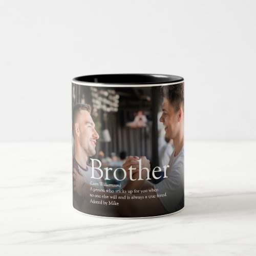 Cool Modern Fun Photo Best Brother Ever Definition Two_Tone Coffee Mug