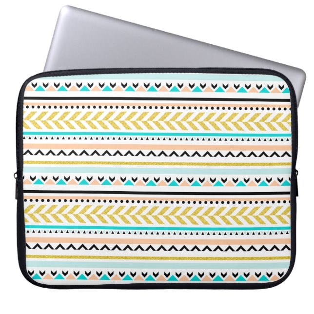 Cool & Modern Geometric Aztec Inspired Design Laptop Sleeve (Front)