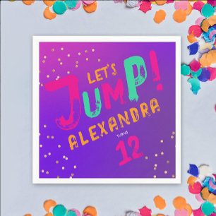 Cool Modern Girl Purple Pink Trampoline Jump Party Napkins
