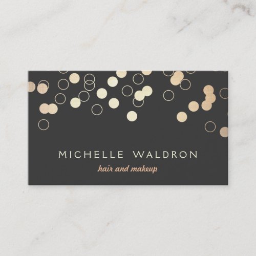 Cool Modern Gold Confetti Makeup Artist Chic Black Business Card