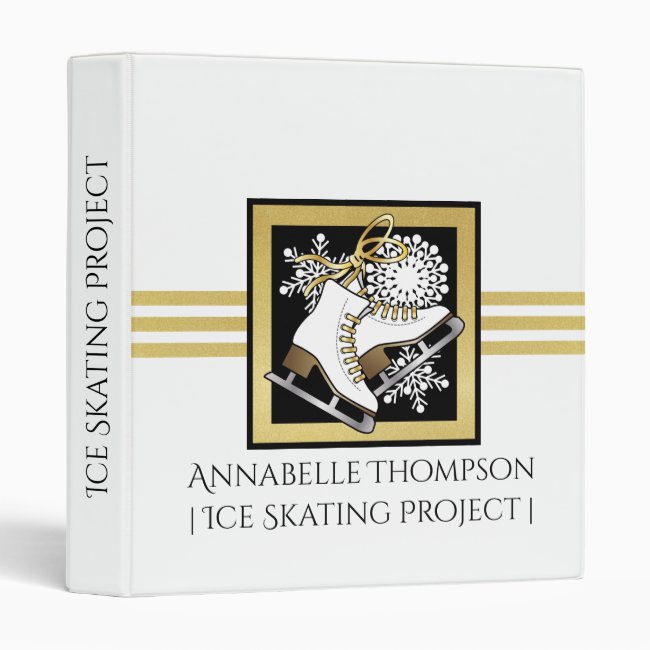 Cool Modern Gold Glitter Black White Ice Skating