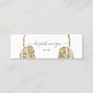 Cool Modern Gold Glitter Headphone DJ Mini Business Card