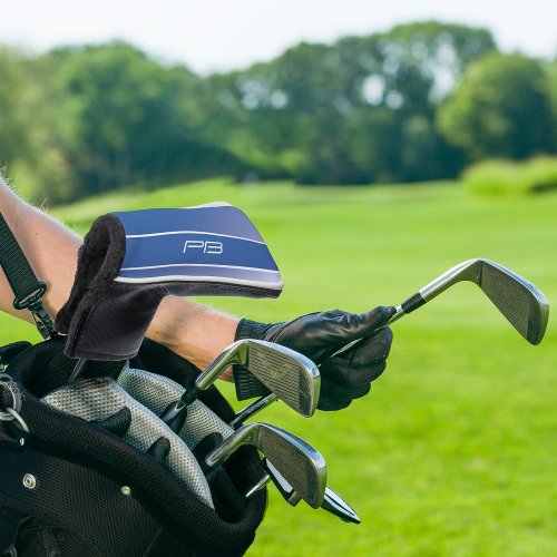 Cool Modern Golfer Initials Gradient Royal Blue Golf Head Cover