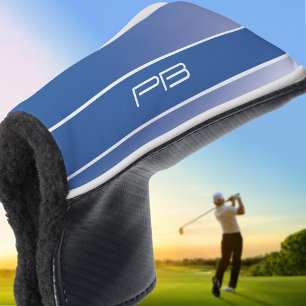 Cool Modern Golfer Initials Gradient Royal Blue Golf Head Cover