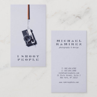 Cool modern gray professional photographer camera business card