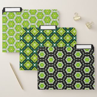 Cool Modern Green Black White Geometric Patterns File Folder