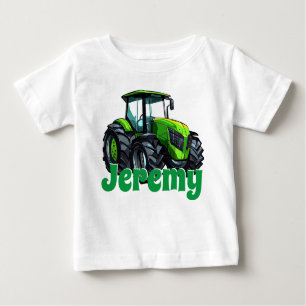 Cool Modern Green Tractor Baby T-Shirt