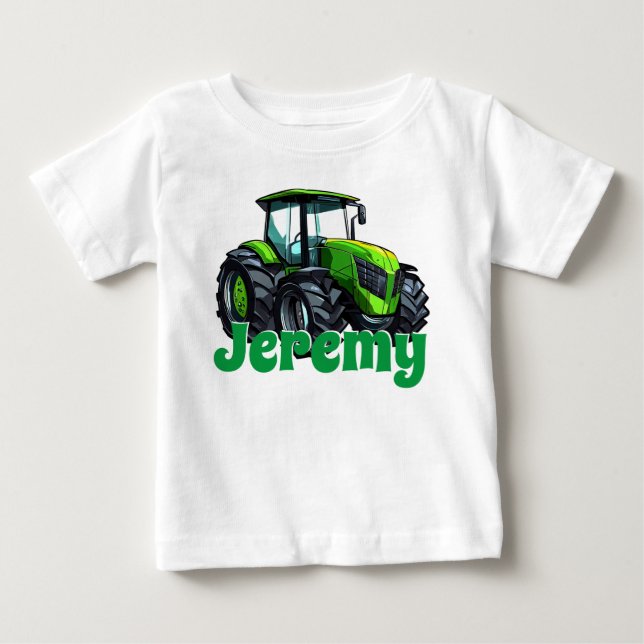 Cool Modern Green Tractor Baby T-Shirt (Front)