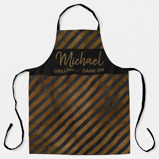 Cool Modern Grilling Chef Cook Bold Stripes  Apron (Front)