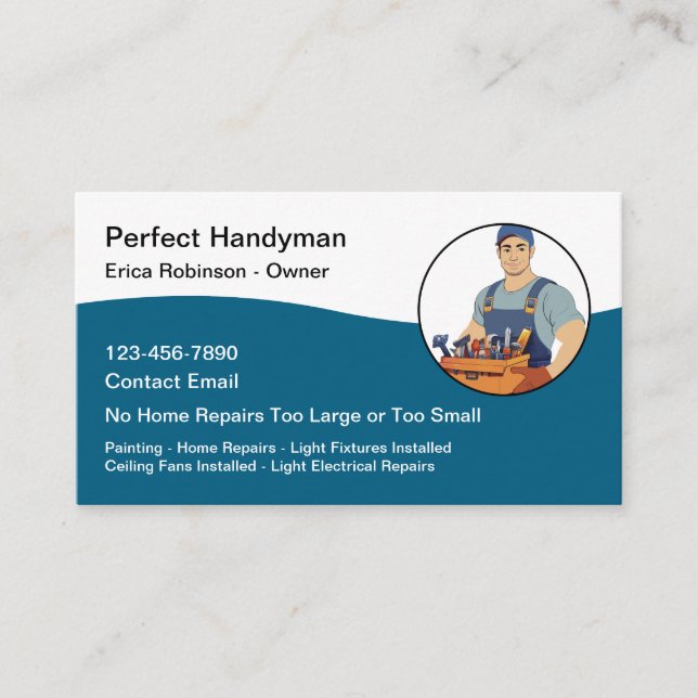 Cool Modern Handyman Business Cards (Front)