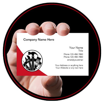 Cool Modern Handyman Construction Business Card by Luckyturtle at Zazzle