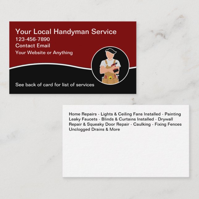 Cool Modern Handyman Services New Business Card (Front/Back)