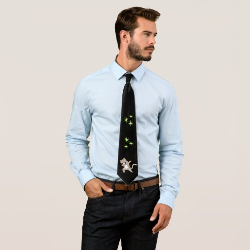 Cool Modern Hipster Grey Cat Neck Tie