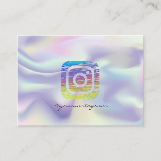 Cool Modern Holographic Instagram Social Media Business Card (Front)