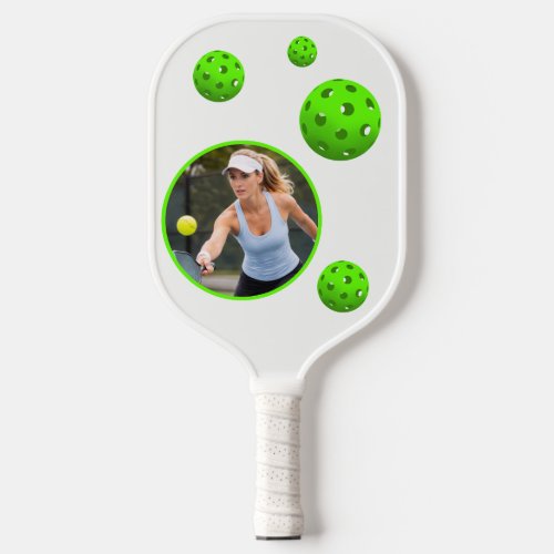 Cool Modern Initial Name Photo Pickleball Paddle
