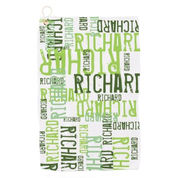 cool & modern lime green name, Typography  Golf Towel